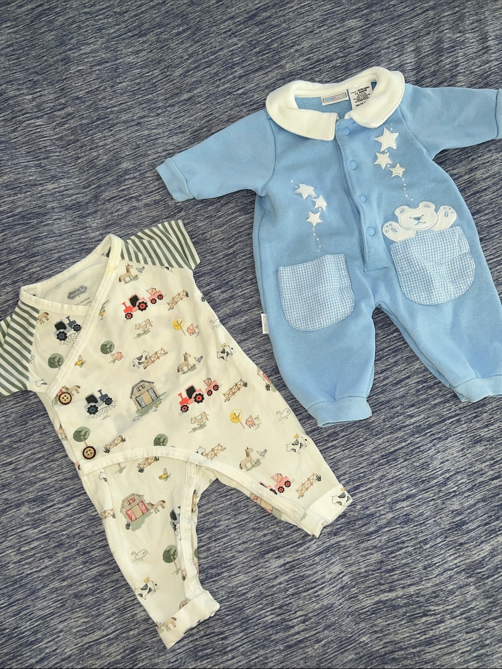 Mud Pie Farm Animal & Blue Collared Bear Romper Bundle